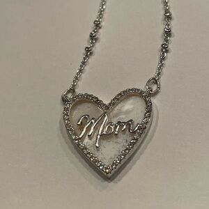 Silver Heart 'Mom' Necklace